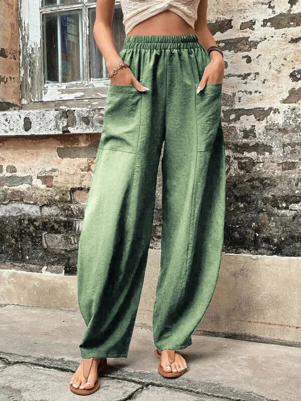 Wide Leg Pants - Baggy - Hög midja - Sommarbyxor - Dambyxor-Eva Jonsson