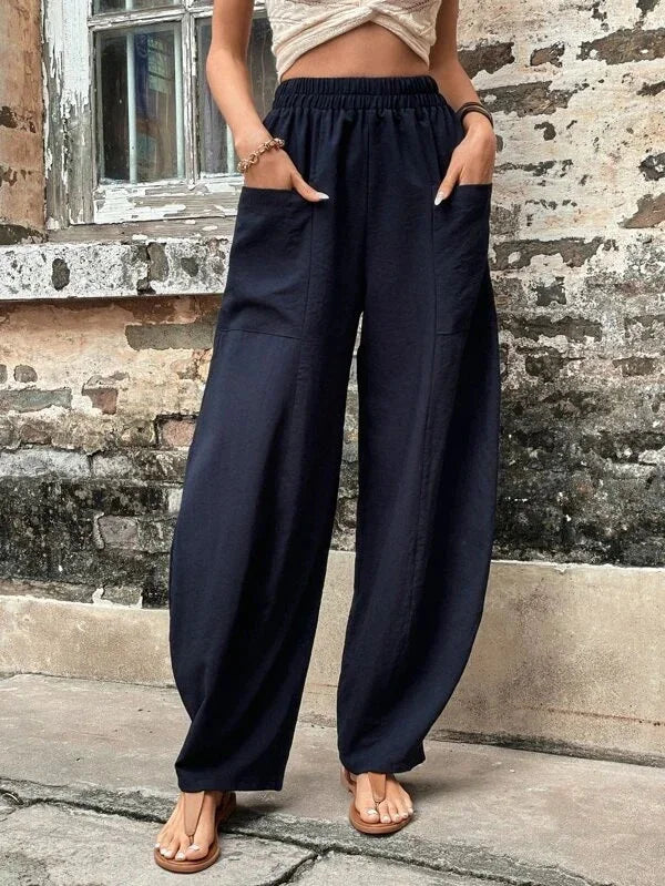 Wide Leg Pants - Baggy - Hög midja - Sommarbyxor - Dambyxor-Eva Jonsson