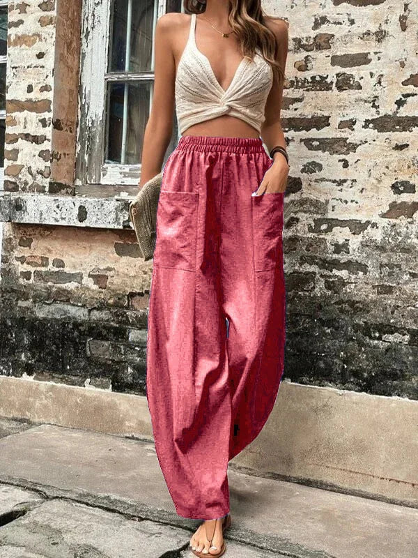 Wide Leg Pants - Baggy - Hög midja - Sommarbyxor - Dambyxor-Eva Jonsson