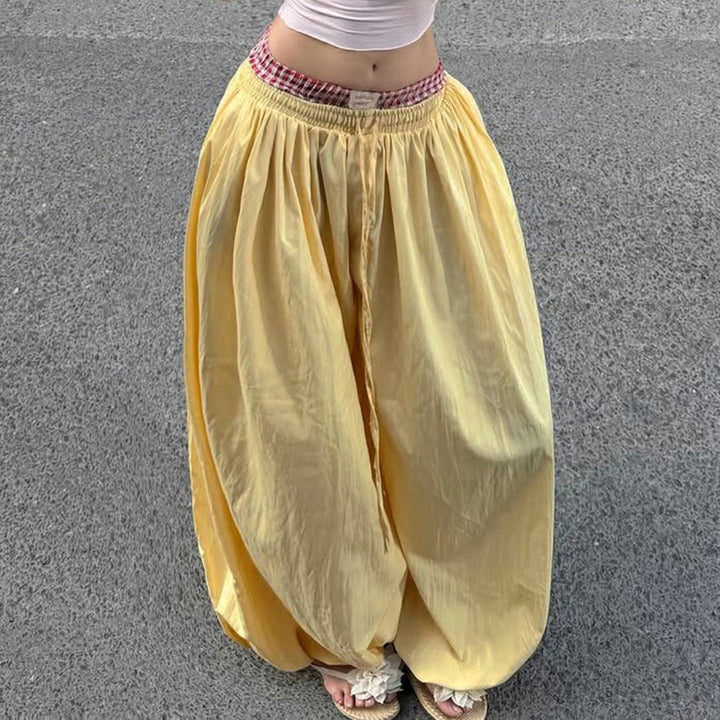 Women Comfortable Palazzo Pants with Elastic Waist and Adjustable Drawstring Mirla-Eva Jonsson
