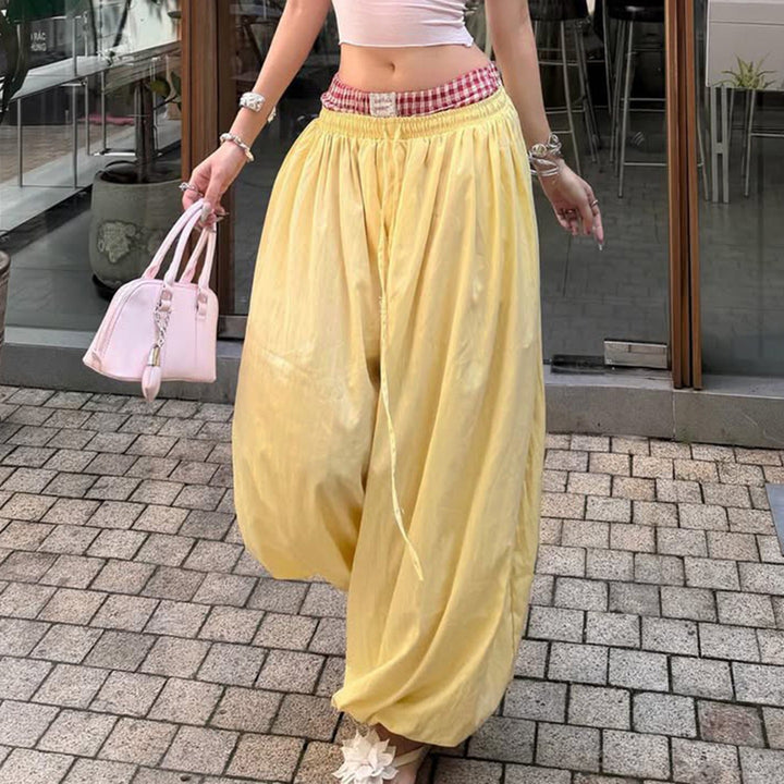 Women Comfortable Palazzo Pants with Elastic Waist and Adjustable Drawstring Mirla-Eva Jonsson