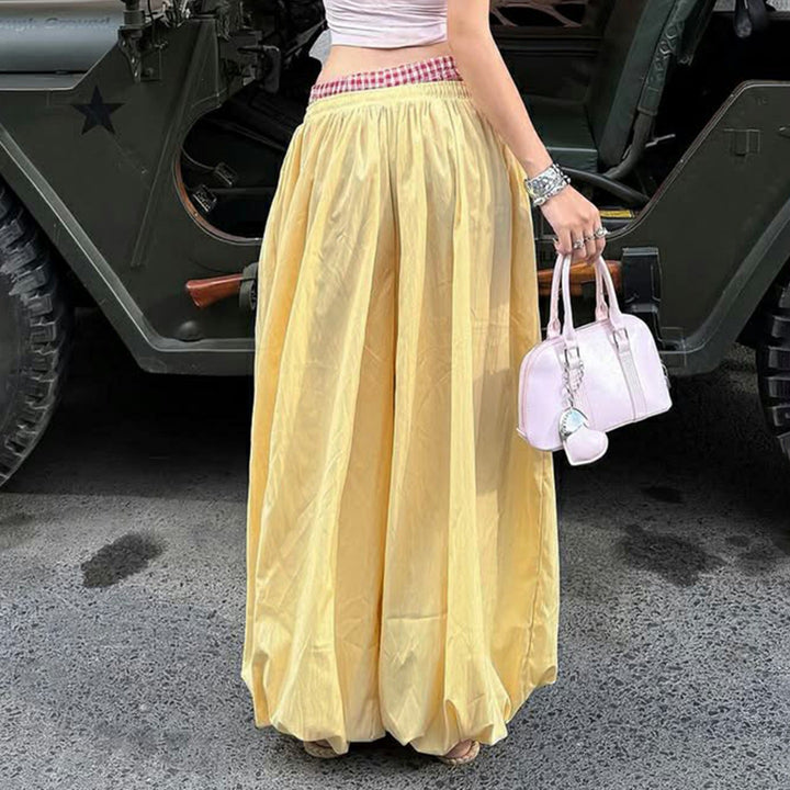 Women Comfortable Palazzo Pants with Elastic Waist and Adjustable Drawstring Mirla-Eva Jonsson