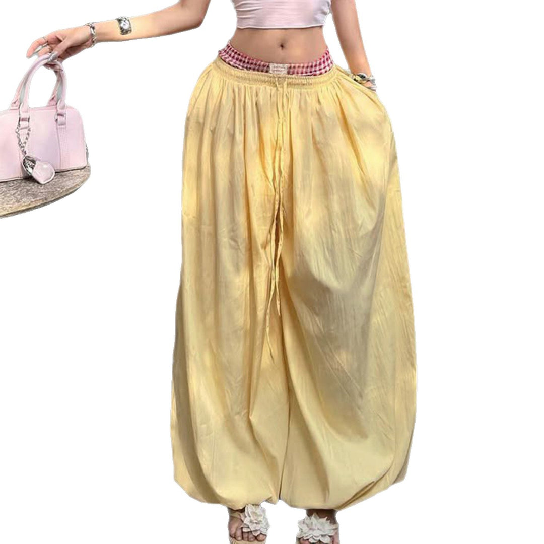 Women Comfortable Palazzo Pants with Elastic Waist and Adjustable Drawstring Mirla-Eva Jonsson