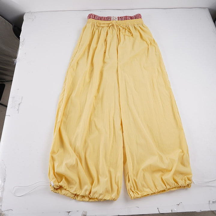 Women Comfortable Palazzo Pants with Elastic Waist and Adjustable Drawstring Mirla-Eva Jonsson