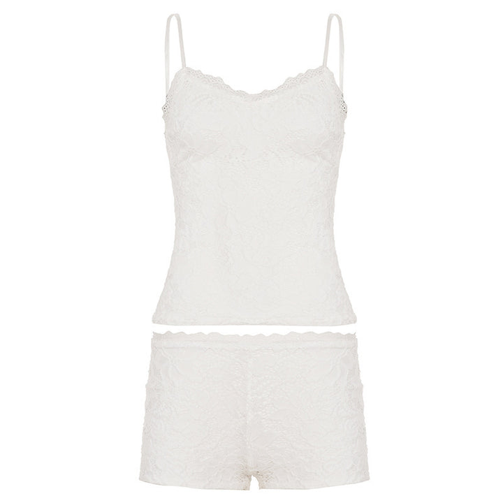 Women Elegant Lace Nightwear Set with Lace-Up Details Mirla-Eva Jonsson