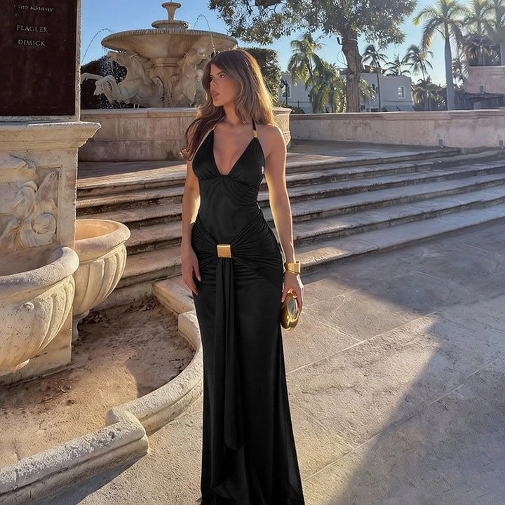 Women Elegant Maxi Dress with Sophisticated Wrap Design Mirla-Eva Jonsson