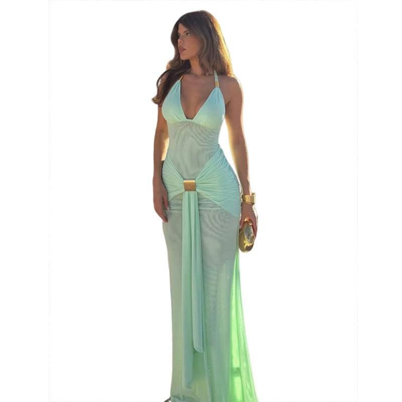 Women Elegant Maxi Dress with Sophisticated Wrap Design Mirla-Eva Jonsson
