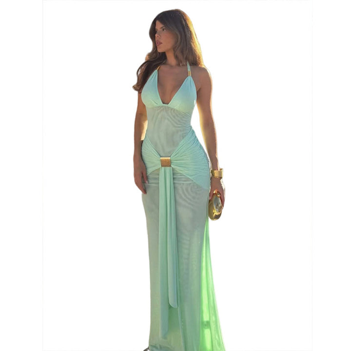 Women Elegant Maxi Dress with Sophisticated Wrap Design Mirla-Eva Jonsson