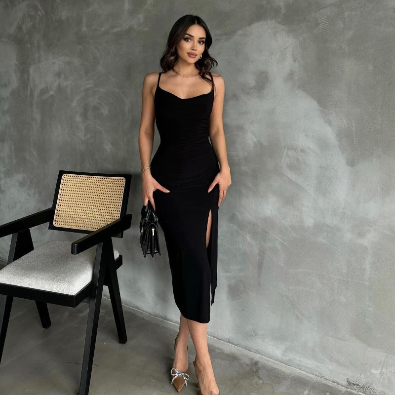 Women Elegant Maxi Dress with body-hugging cut and side slit Mirla-Eva Jonsson