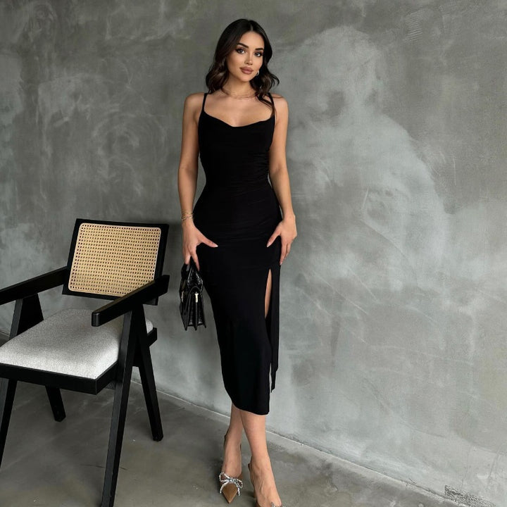Women Elegant Maxi Dress with body-hugging cut and side slit Mirla-Eva Jonsson