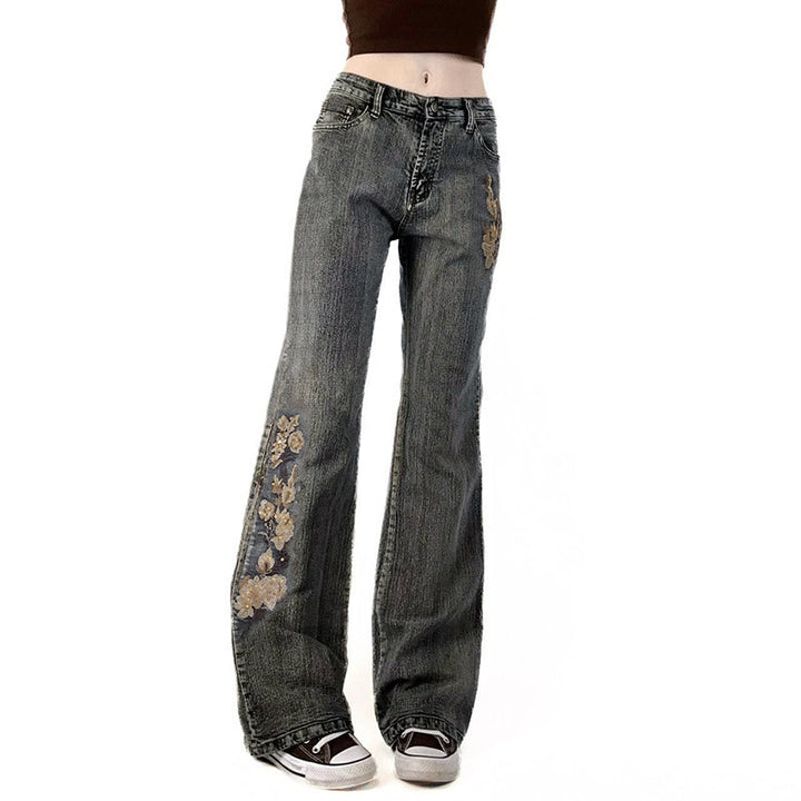 Women Flared Jeans with floral embroidery design Mirla-Eva Jonsson