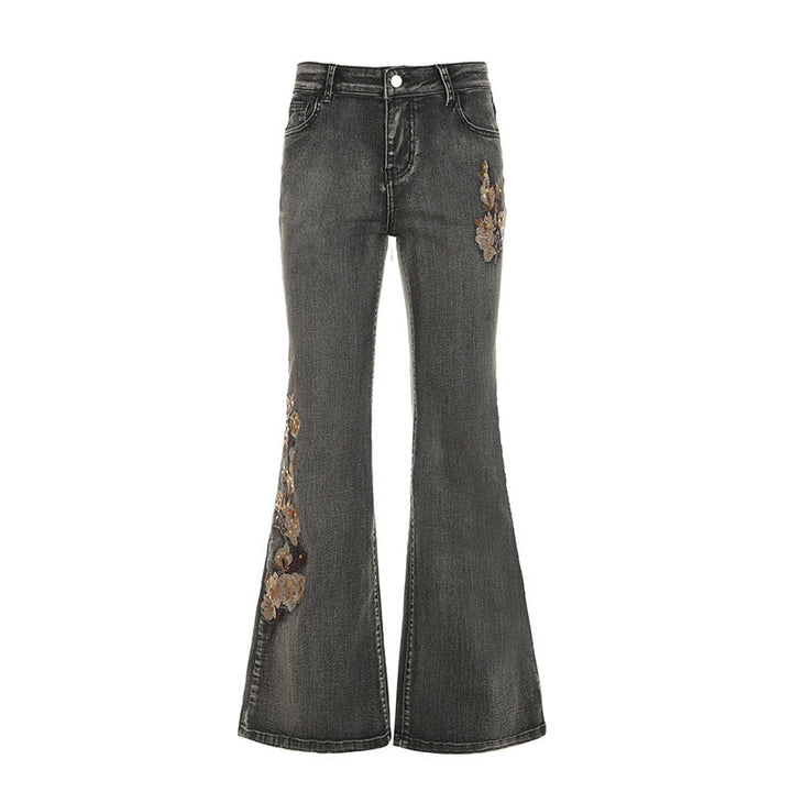 Women Flared Jeans with floral embroidery design Mirla-Eva Jonsson