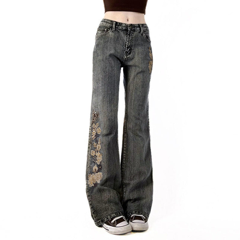 Women Flared Jeans with floral embroidery design Mirla-Eva Jonsson
