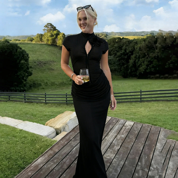 Women Long Sleeve Maxi Dress with refined cut and elegant button detail Mirla-Eva Jonsson