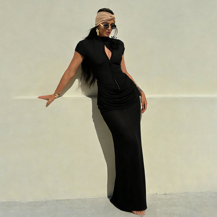Women Long Sleeve Maxi Dress with refined cut and elegant button detail Mirla-Eva Jonsson