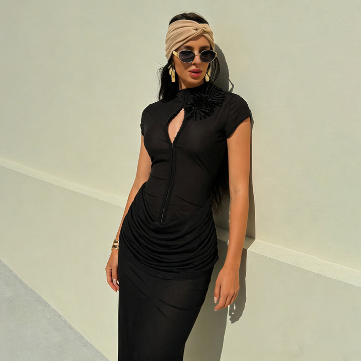 Women Long Sleeve Maxi Dress with refined cut and elegant button detail Mirla-Eva Jonsson