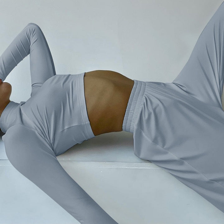 Women Sporty Set of Long Sleeve Top and Elastic High Waist Pants Mirla-Eva Jonsson