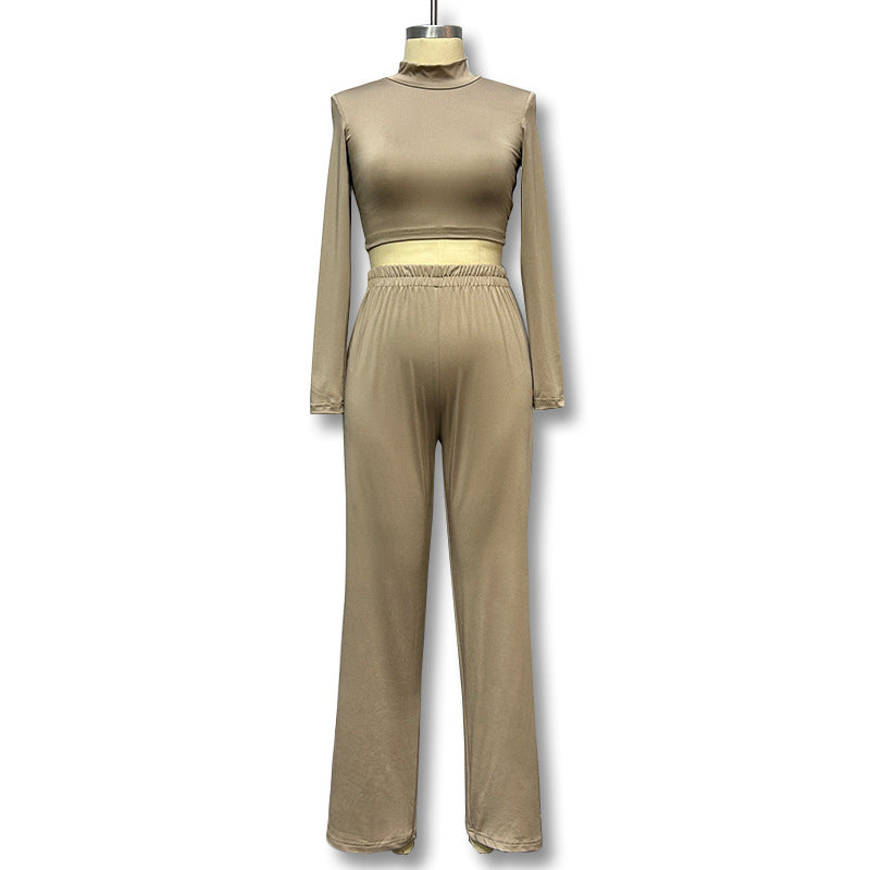 Women Sporty Set of Long Sleeve Top and Elastic High Waist Pants Mirla-Eva Jonsson