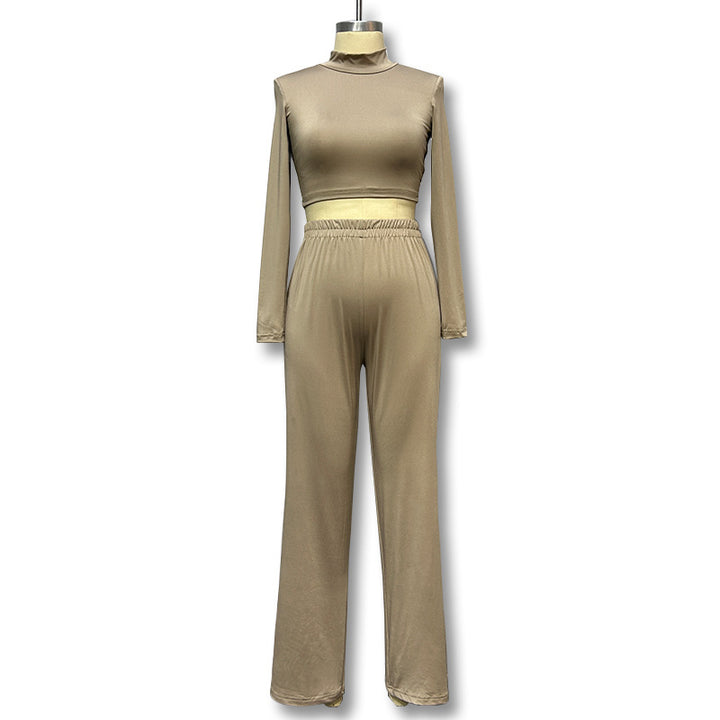 Women Sporty Set of Long Sleeve Top and Elastic High Waist Pants Mirla-Eva Jonsson