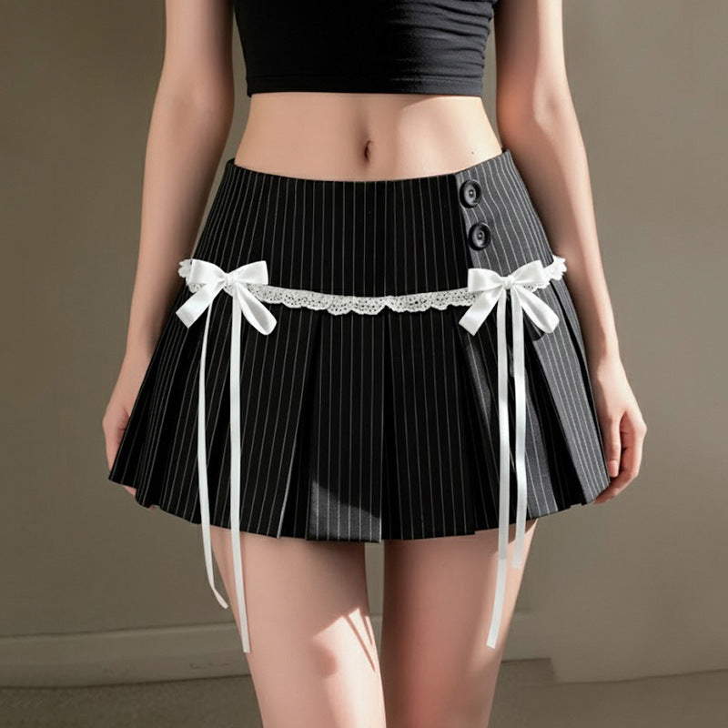 Women pleated skirt with lace details and dropped details Mirla-Eva Jonsson