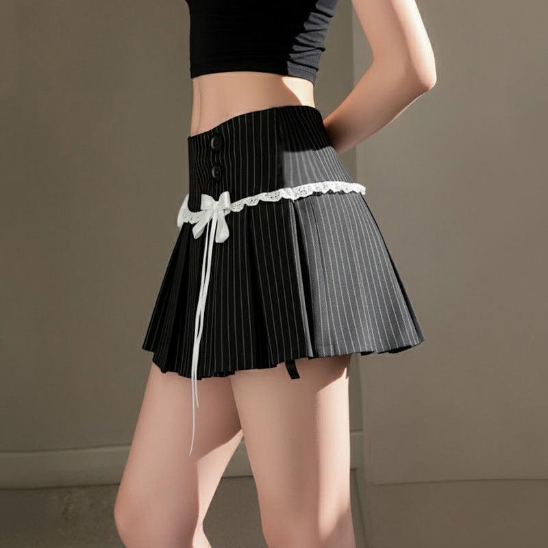 Women pleated skirt with lace details and dropped details Mirla-Eva Jonsson