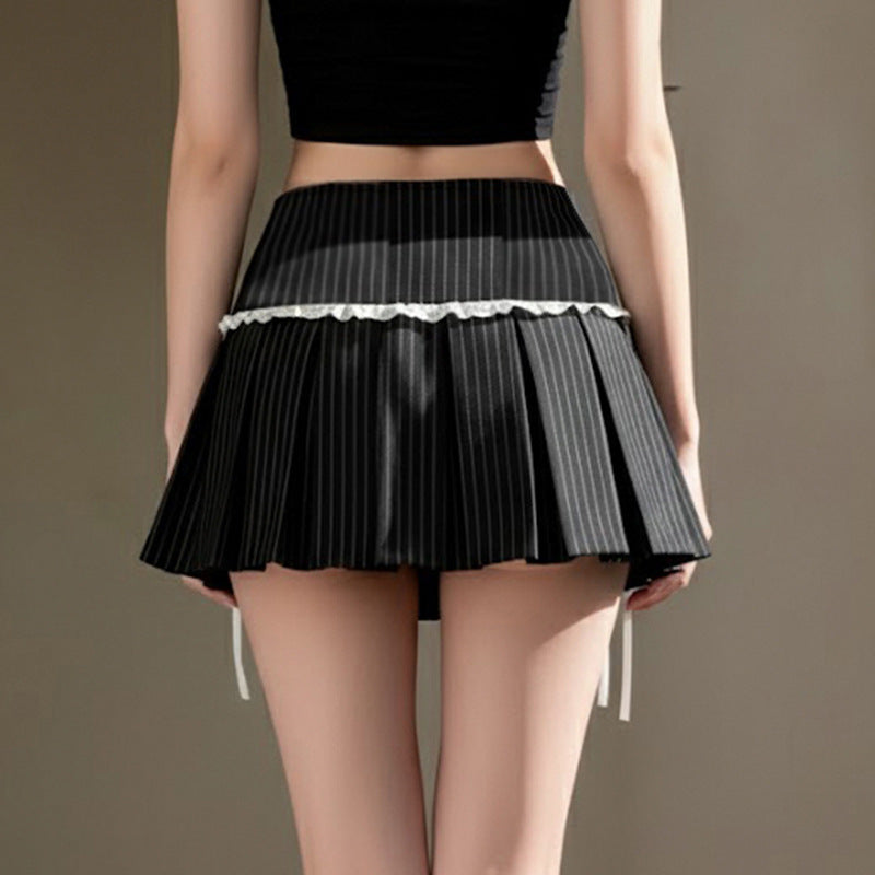 Women pleated skirt with lace details and dropped details Mirla-Eva Jonsson