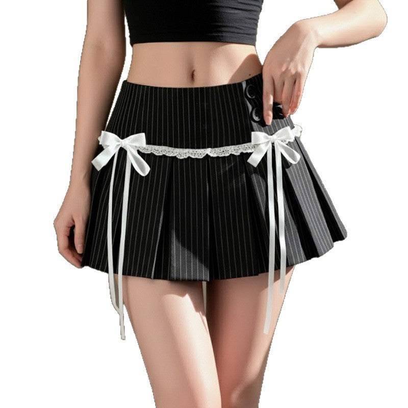 Women pleated skirt with lace details and dropped details Mirla-Eva Jonsson