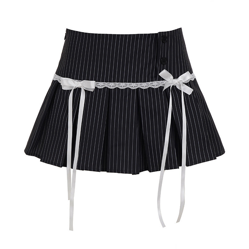 Women pleated skirt with lace details and dropped details Mirla-Eva Jonsson