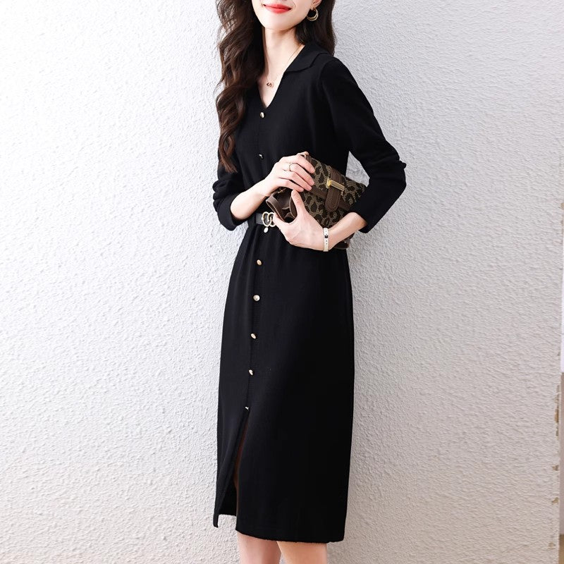 Women's Elegant Shirt Dress with Button Closure and Side Slit Mirla-Eva Jonsson
