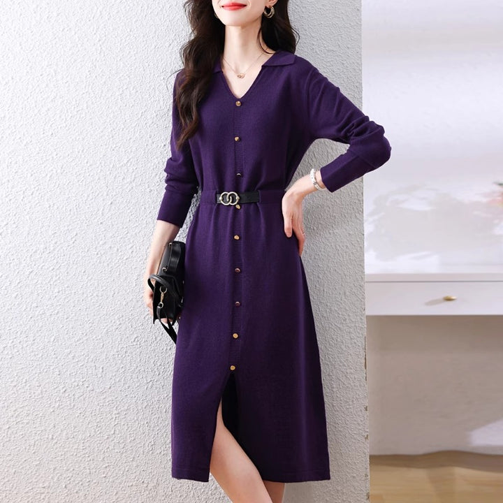 Women's Elegant Shirt Dress with Button Closure and Side Slit Mirla-Eva Jonsson