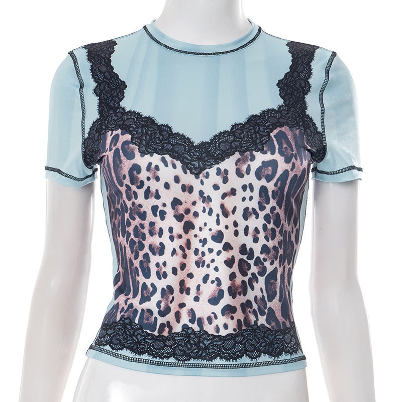Women’s fashionable top with transparent inserts and elegant lace collar Mirla-Eva Jonsson