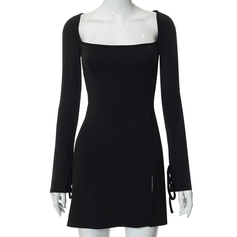 Women's long-sleeved wrap dress with asymmetric design and elegant waist tie Mirla-Eva Jonsson