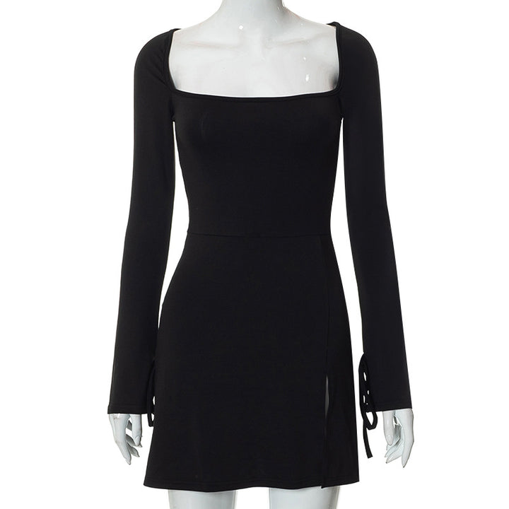 Women's long-sleeved wrap dress with asymmetric design and elegant waist tie Mirla-Eva Jonsson