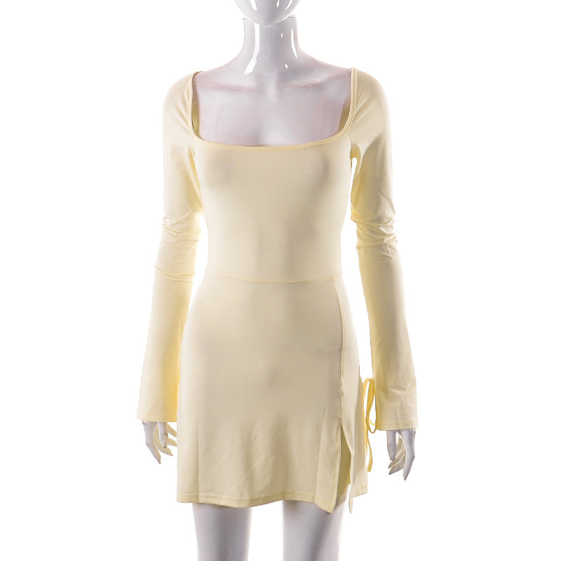 Women's long-sleeved wrap dress with asymmetric design and elegant waist tie Mirla-Eva Jonsson