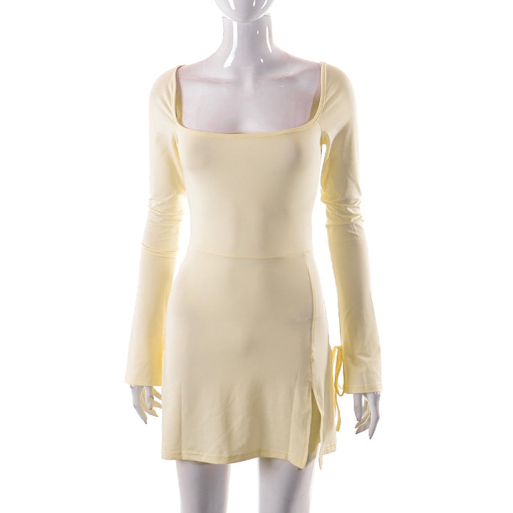 Women's long-sleeved wrap dress with asymmetric design and elegant waist tie Mirla-Eva Jonsson