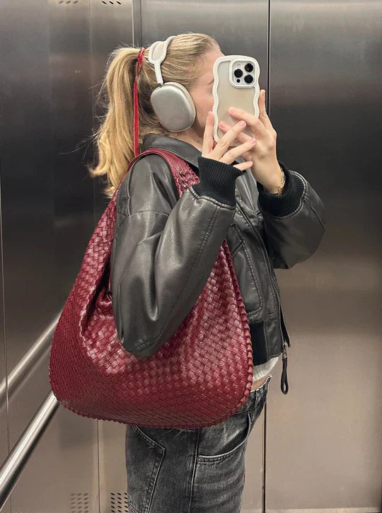 Woven Bag - Vattentät axelremsväska med dragkedja för kvinnor-Eva Jonsson