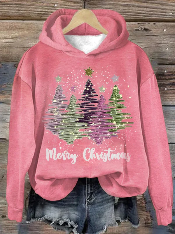 Xmas Hoodie - Löst Sittande Julgrans-tröja För Kvinnor-Eva Jonsson