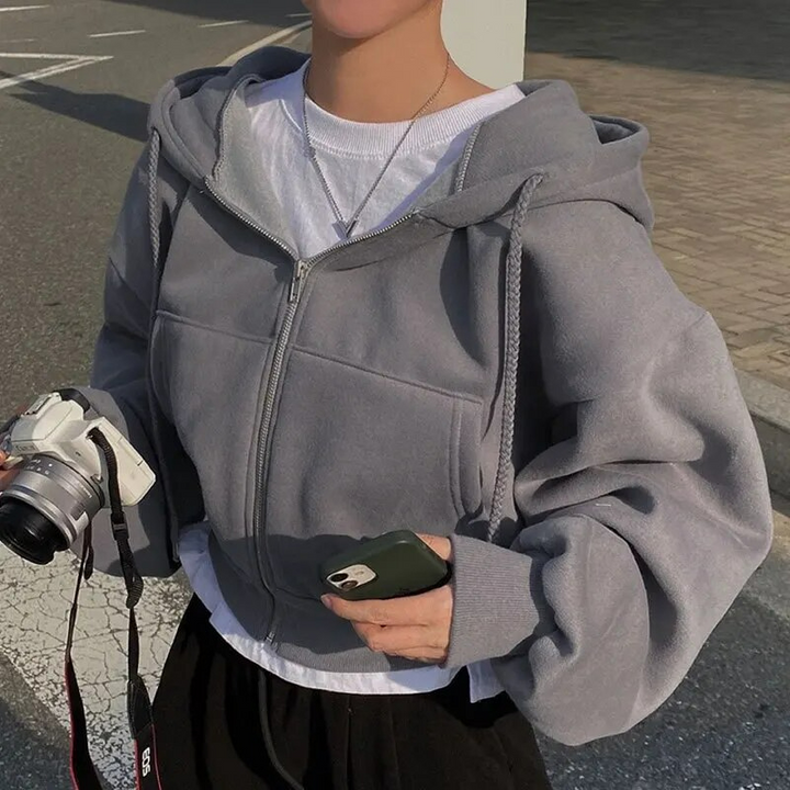 Zip-Up Hoodie - Bekväm överdimensionerad Hoodie med Fickor för Kvinnor-Eva Jonsson