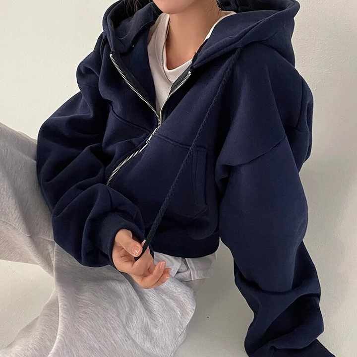 Zip-Up Hoodie - Bekväm överdimensionerad Hoodie med Fickor för Kvinnor-Eva Jonsson