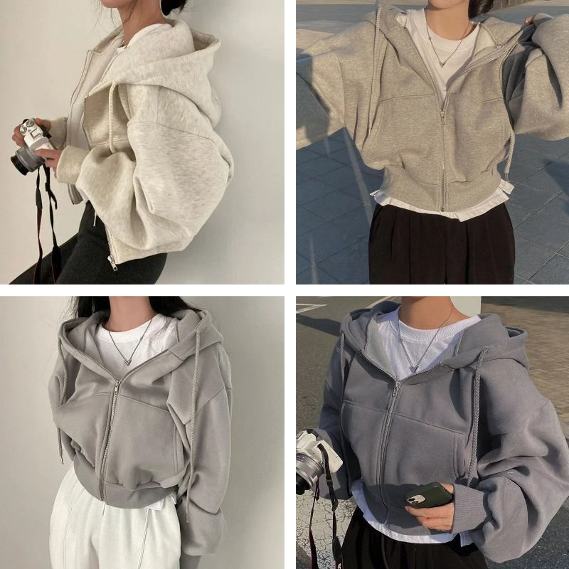 Zip-Up Hoodie - Bekväm överdimensionerad Hoodie med Fickor för Kvinnor-Eva Jonsson