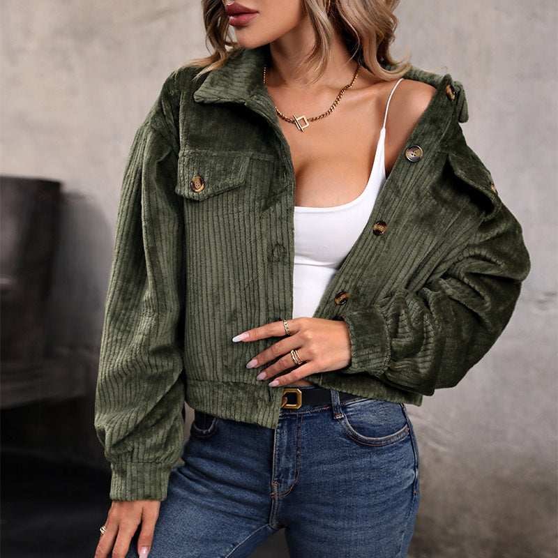 дамен Strickjacke I Lätt Cord-Look med Dekorativa Knappar och Två Bröstfickor Mirla-Eva Jonsson