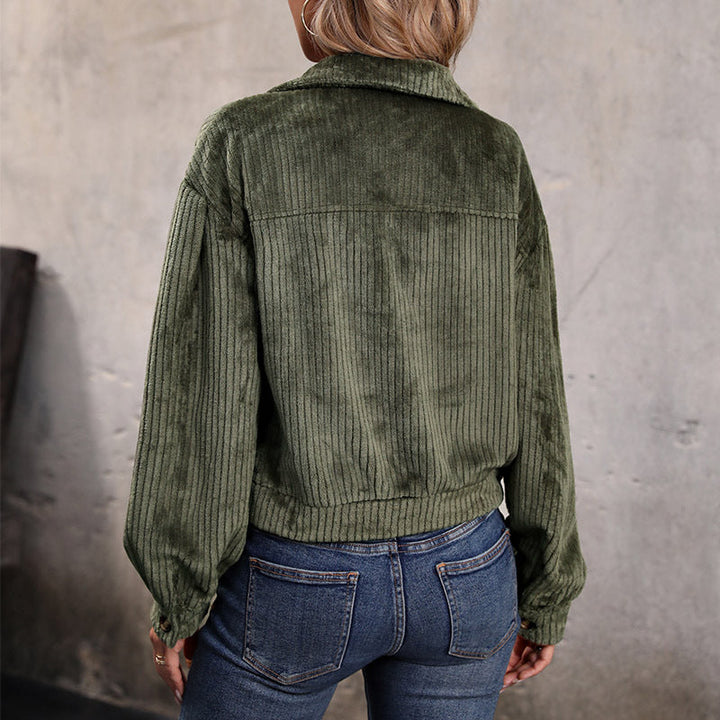 дамен Strickjacke I Lätt Cord-Look med Dekorativa Knappar och Två Bröstfickor Mirla-Eva Jonsson