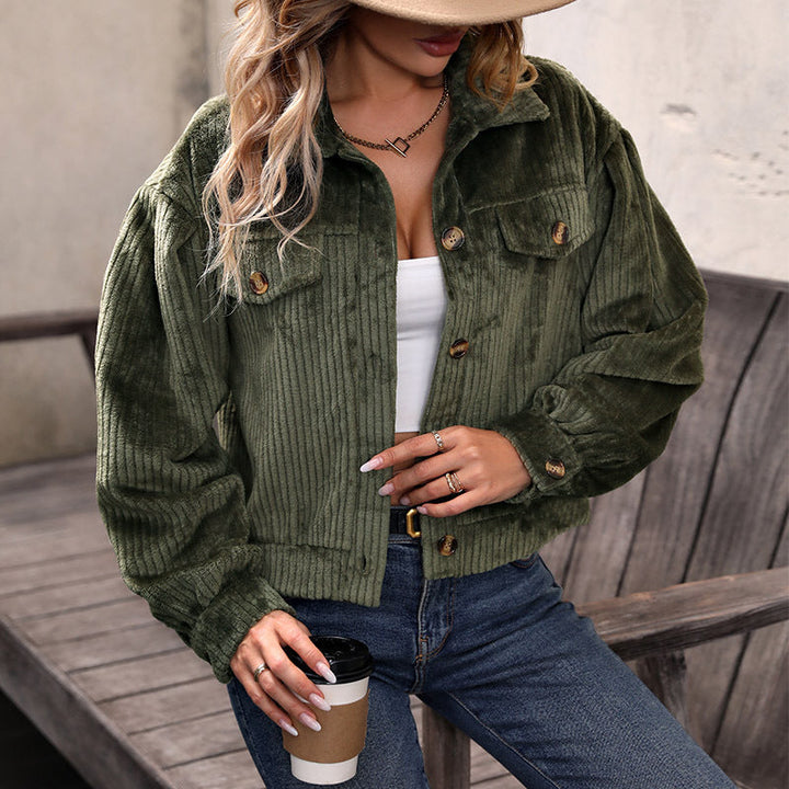 дамен Strickjacke I Lätt Cord-Look med Dekorativa Knappar och Två Bröstfickor Mirla-Eva Jonsson