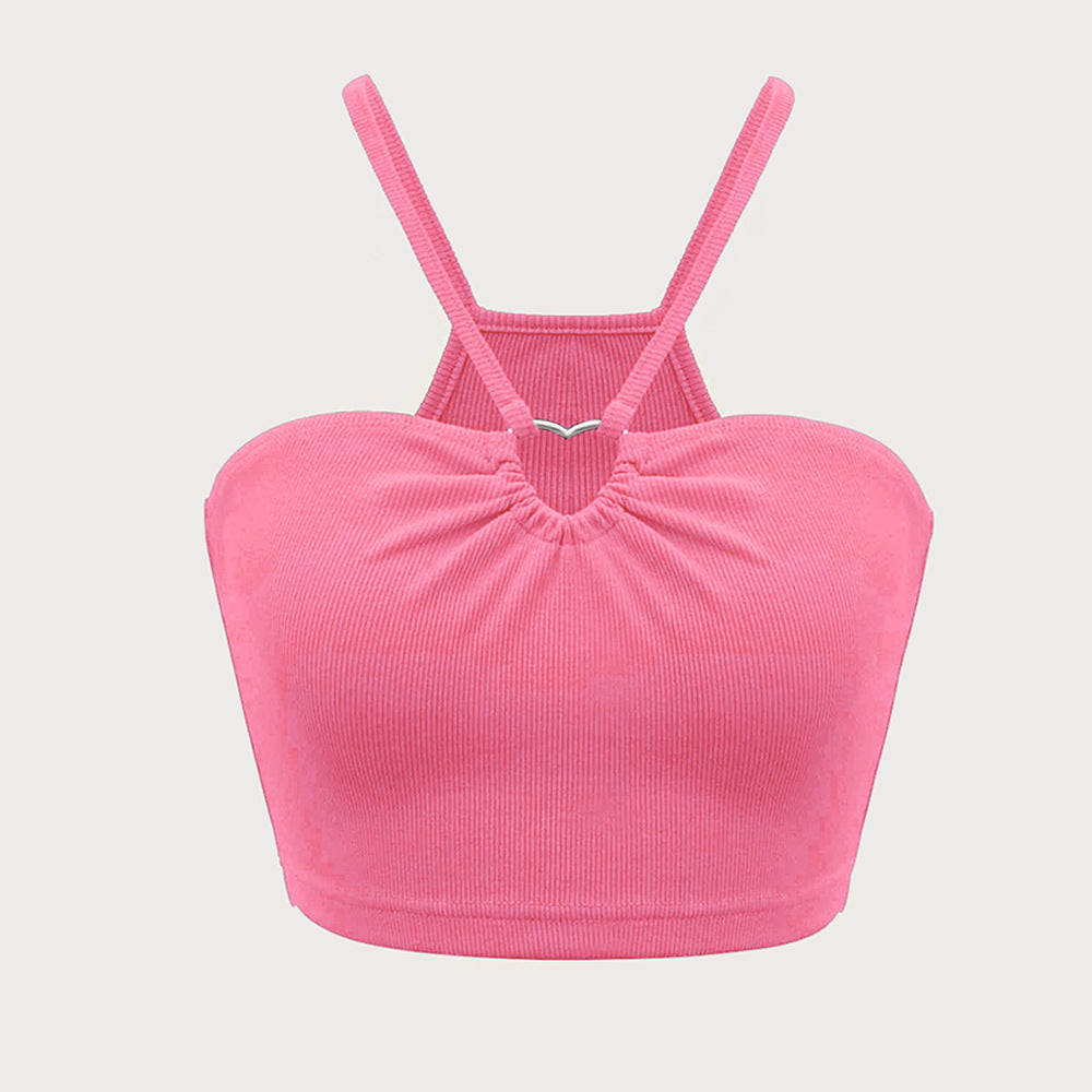 kvinnors crop top med justerbara spagettistroppar och elegant rynkeffekt Mirla-Eva Jonsson