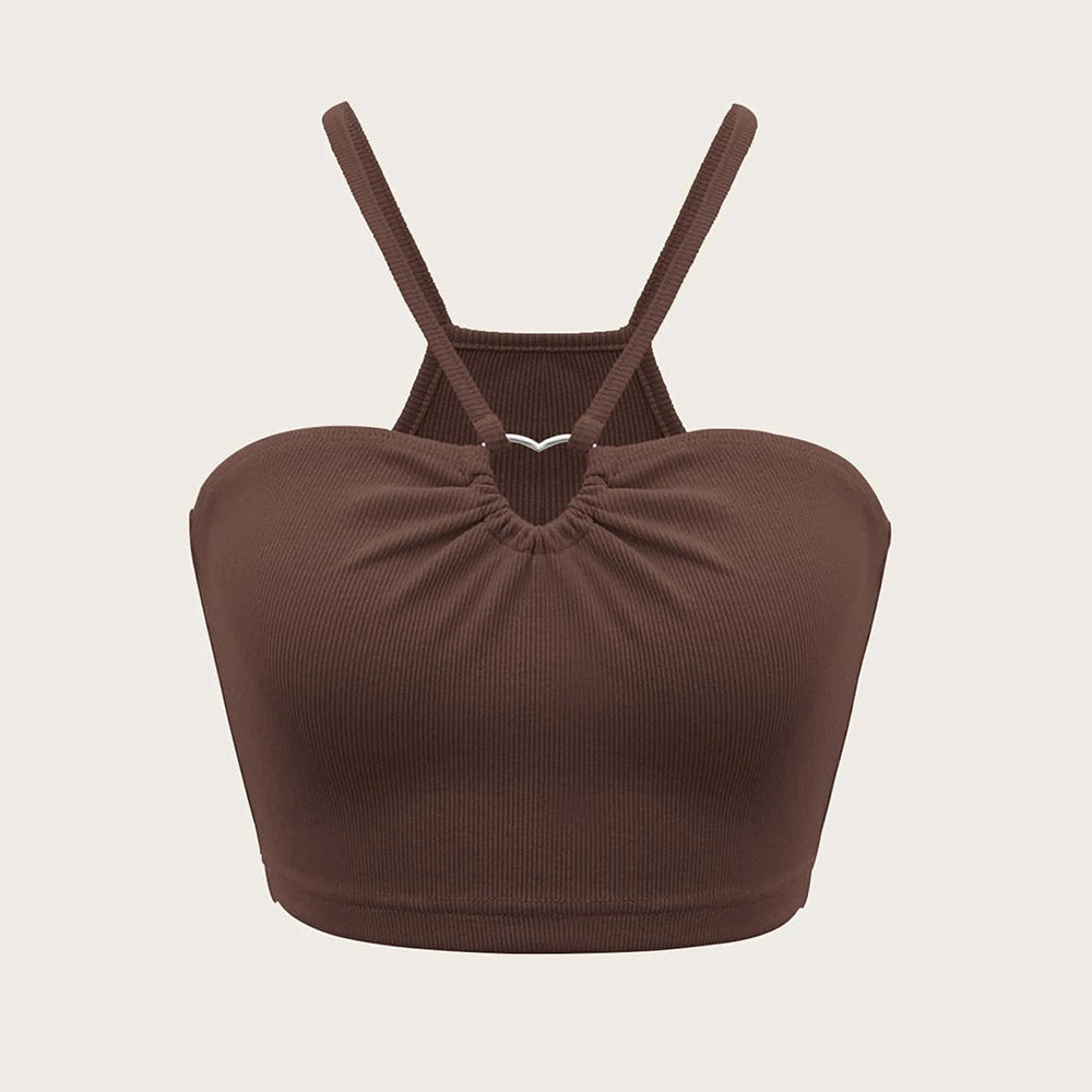 kvinnors crop top med justerbara spagettistroppar och elegant rynkeffekt Mirla-Eva Jonsson