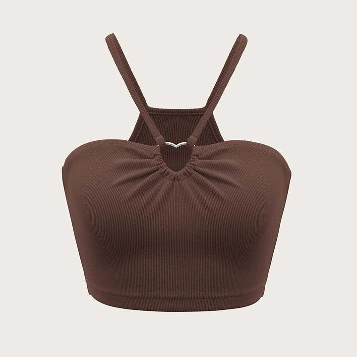 kvinnors crop top med justerbara spagettistroppar och elegant rynkeffekt Mirla-Eva Jonsson
