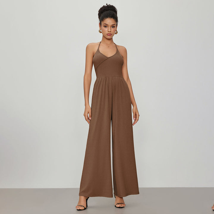 kvinnors jumpsuit med elegant V-hals och lös passform Mirla-Eva Jonsson