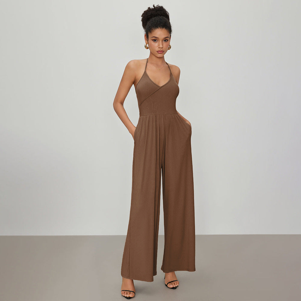 kvinnors jumpsuit med elegant V-hals och lös passform Mirla-Eva Jonsson