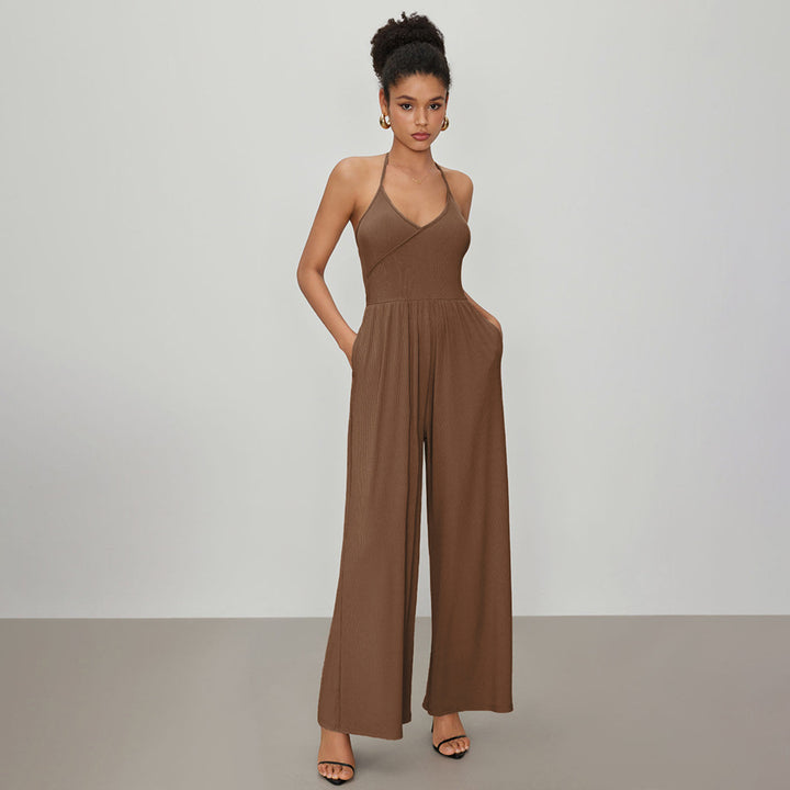 kvinnors jumpsuit med elegant V-hals och lös passform Mirla-Eva Jonsson
